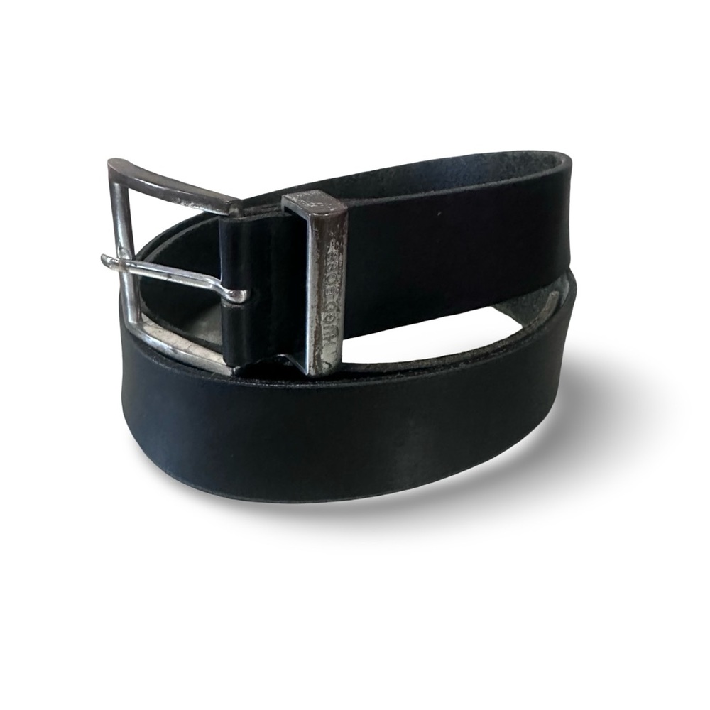 Hugo Boss Black Belt Silver Buckle 43" XL-XXL Leather